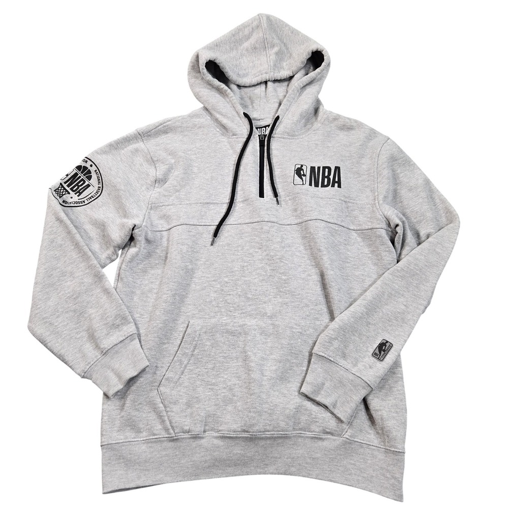 NBA Hoodie Mens Small Gray NBA Basketball Logo 1/4 Zip Pullover Sweatshirt